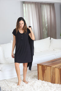 Set (2p) Camison y Bata "Essential Black" s/p
